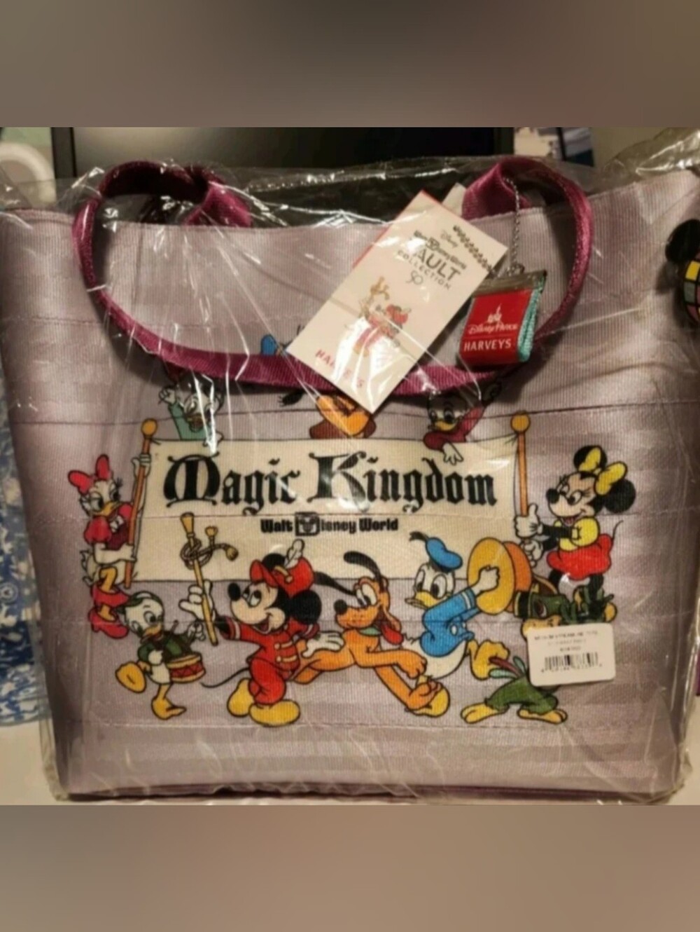 Purple Harveys Seatbelt Tote Magic Kingdom Disney World Map Vault Collection NWT